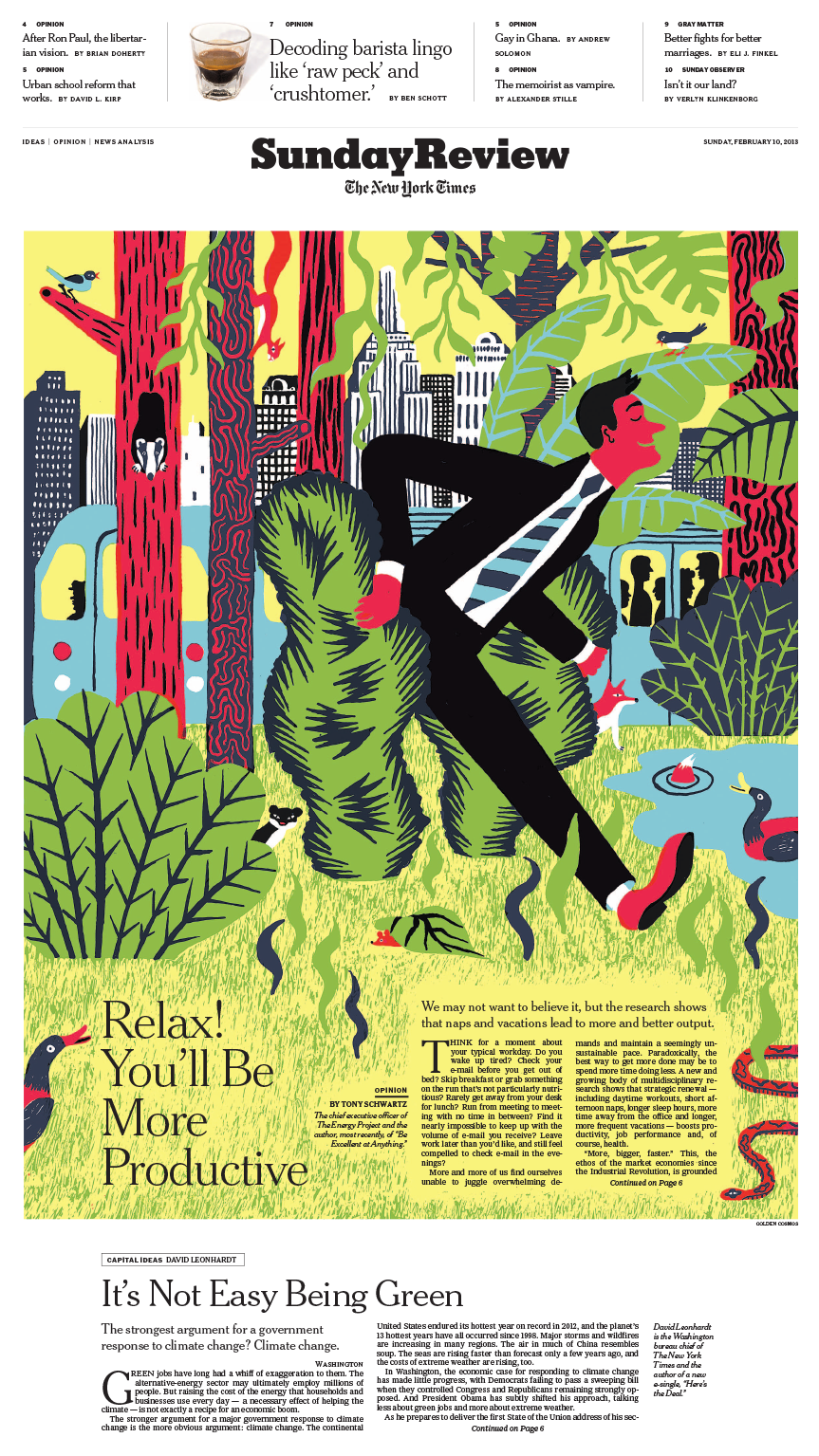 Sunday Review Cover: Relax! You'll Be More Productive